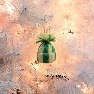 Mini Yellow and Green Striped Wool Hat Christmas Ornament